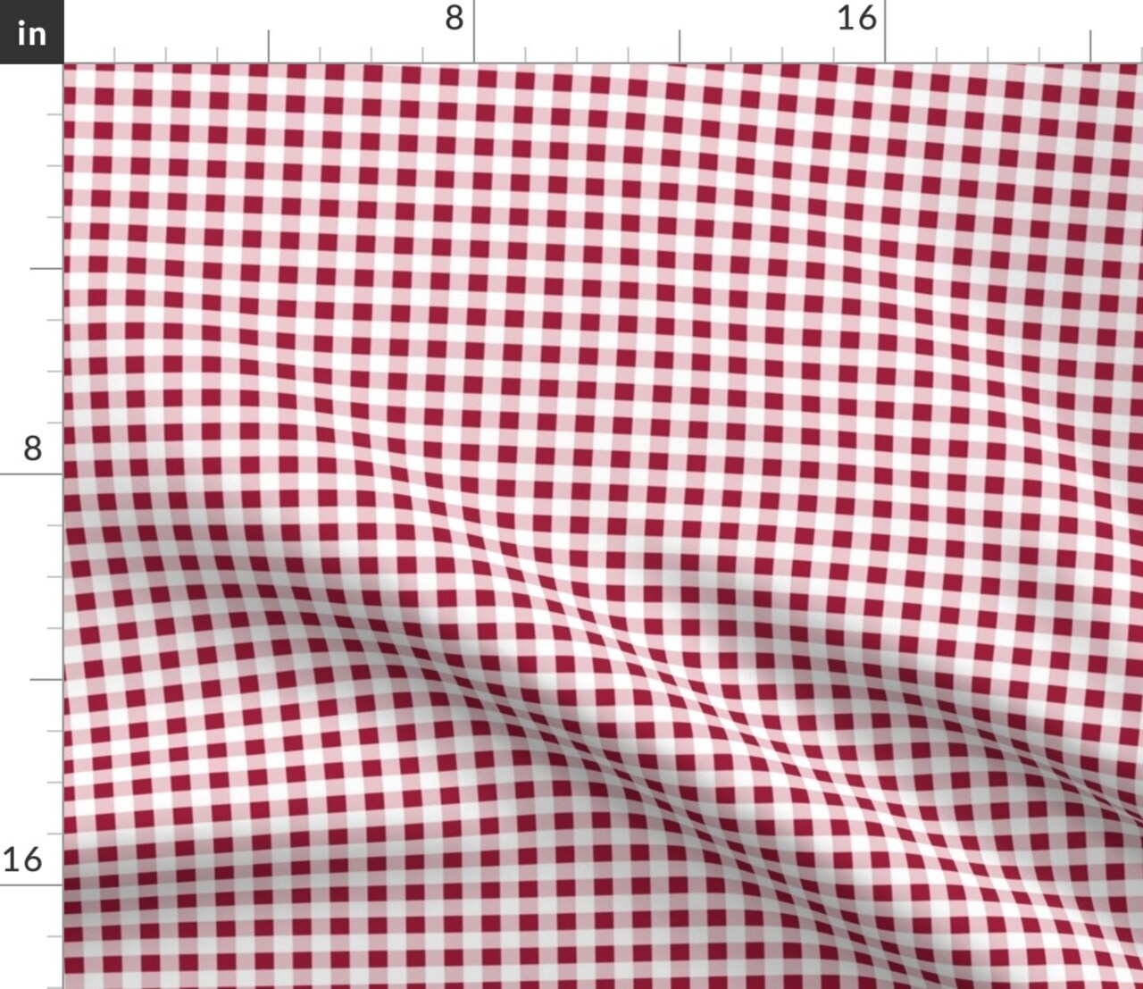 Red Geometric Gingham Picnic Diner Checkered Cottagecore French Country Farmhouse Medium Scale Custom Printed Fabric by Spoonflower Various Fabrics by the Yard or Fat Quarter